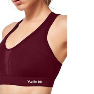 Yvette high impact sports Bra criss cross back XL burgundy